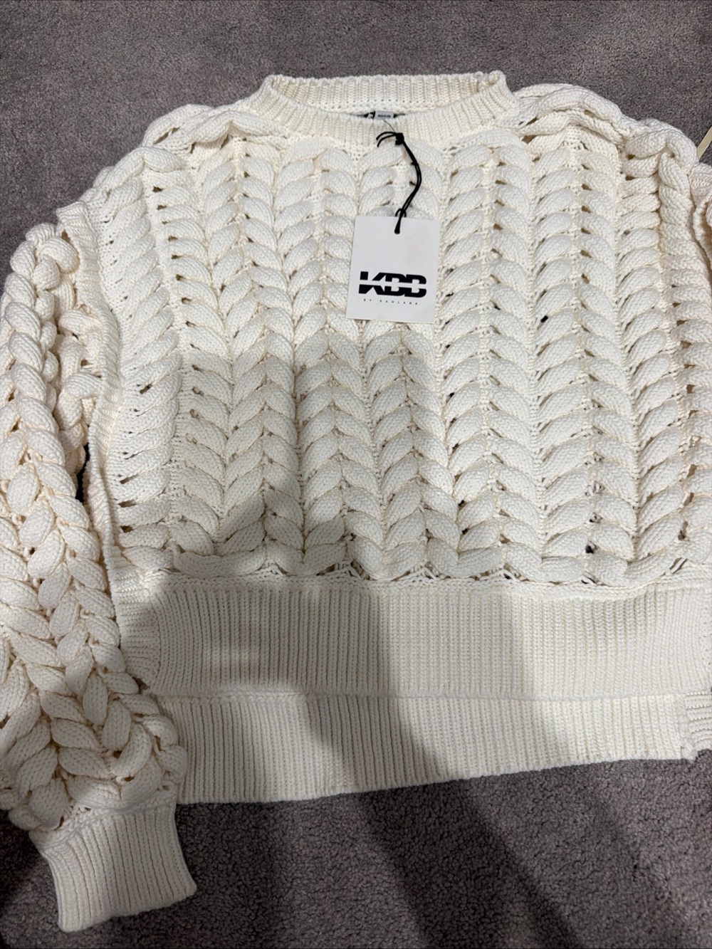 KBB by KAHLANA Women's Pullover Sweater 'The Chunky Knit Crew' Small - Picture 3 of 6